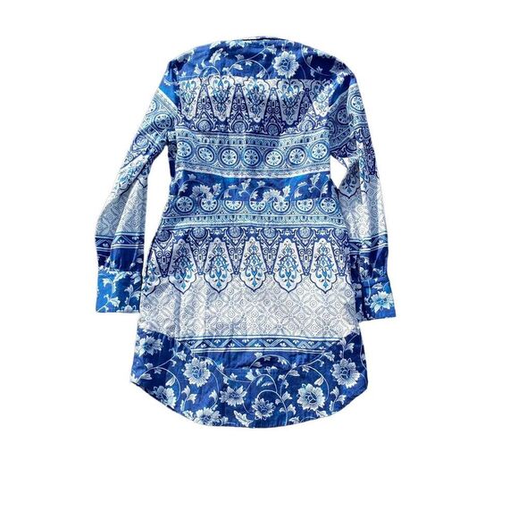 Anthropologie Women's Floral V-Neck Buttonfront Shirtdress Blue Size XS - Picture 5 of 10